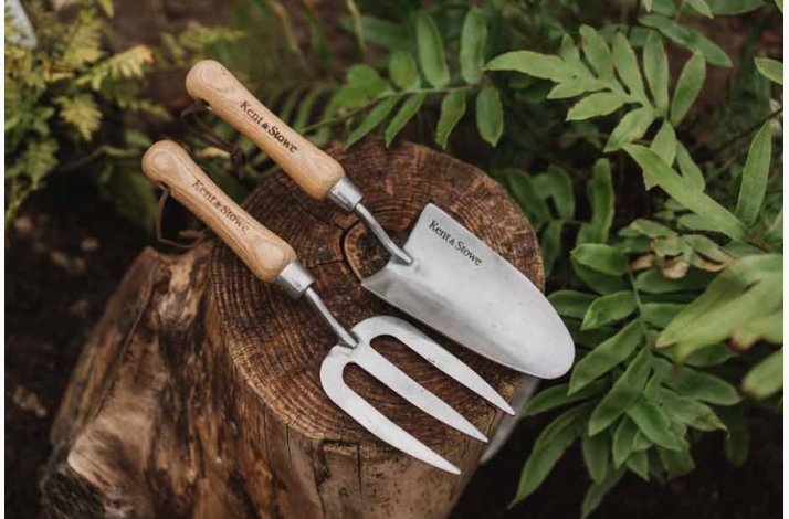 Gavest Planteske og Gaffel i Rustfri stl med FSC asketr greb- Kent &amp; Stowe