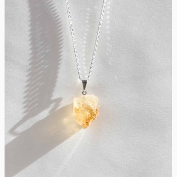 R citrin (brndt ametyst) med metalje - krystal vedhng