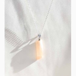 Orange selenite med metalje - krystal vedhng