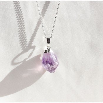 R Ametyst med metalhtte - krystal vedhng