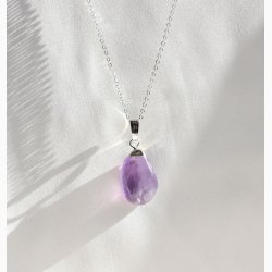 Ametyst med metalhtte - krystal vedhng