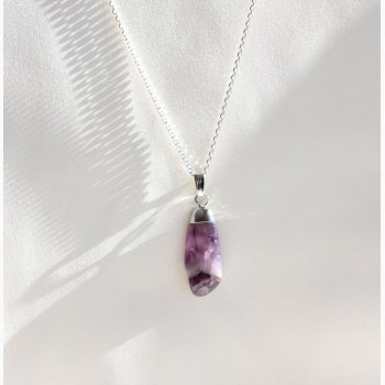 Chevron Ametyst med metalhtte - krystal vedhng