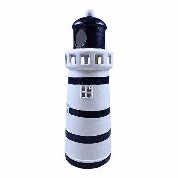 Solcelle Hvidt fyrtrn i keramik. H: 32 cm