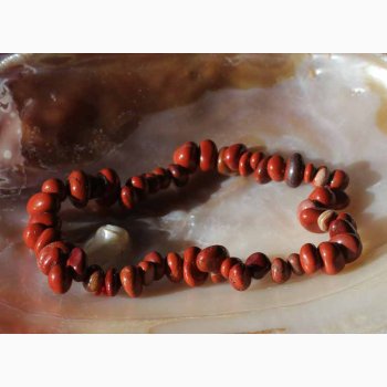 Armbnd med Rd Jasper chip - Krystal armbnd