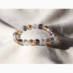 Armbnd Aura Kvarts trefarvede Facetformede (8 mm) - Krystal armbnd