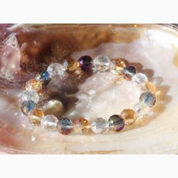 Armbnd Aura Kvarts trefarvede Facetformede (8 mm) - Krystal armbnd