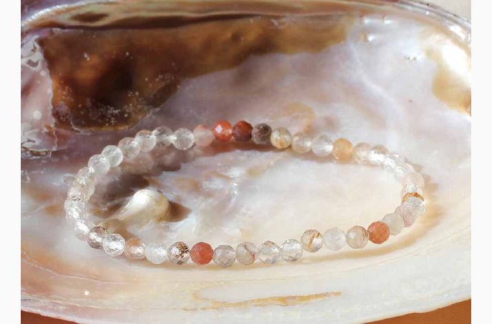Armbnd Rutileret kvarts kugleformede facetteret (4-5 mm) - Krystal armbnd