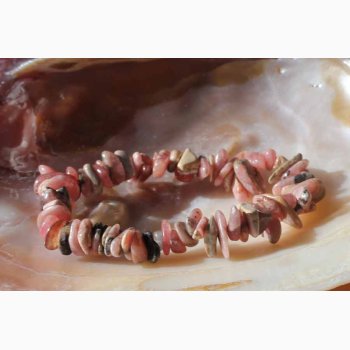 Armbnd med Rhodochrosite chip i elastik - Krystal armbnd