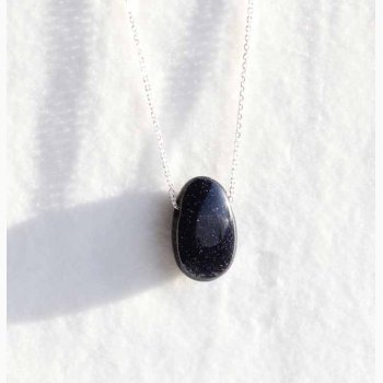 Bl Guldsten drbe krystal vedhng