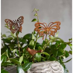 Metalsommerfugl p stick rustrd H: 25 cm * B:8 cm, vlg