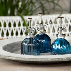 Planteforstver i glas i bl nuancer, vlg