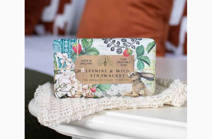 Fast h�nds�be � Jasmine &amp; Wild Strawberry � 190 g � The English Soap Company