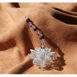 Feng Shui krystal lotus med lilla kde L:10 cm