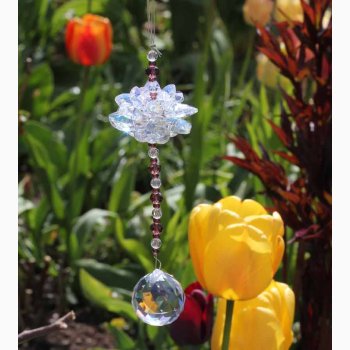 Feng Shui krystal lotus og kugle L: 31 cm