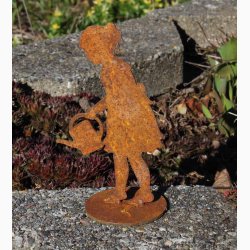 Gartner pige p plade i jern med rustrd patina H:18 cm