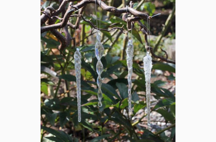 Glasstave / Istapper  - H: 13 cm - 4 stk. i pk (Mix)