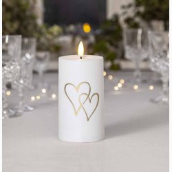 Gravlys Hvidt med hjertemotiv med sensorfunktion eller timerfunktion