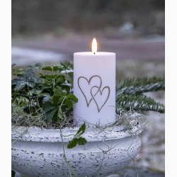 Gravlys Hvidt med hjertemotiv med sensorfunktion eller timerfunktion