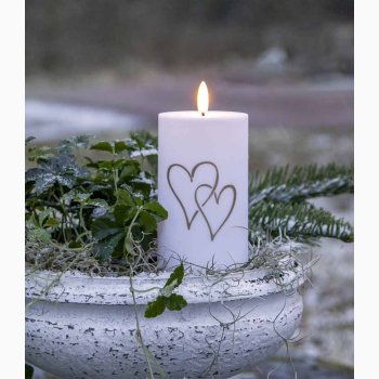 Gravlys Hvidt med hjertemotiv med sensorfunktion eller timerfunktion