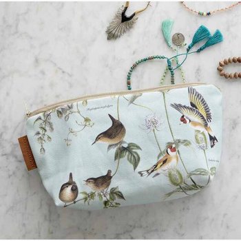 KOSMETIKTASKE - HAVENS FUGLE (MED BUND)  (�kologisk bomuld)