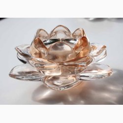 Glas Lotus fyrfadsstage D:12 cm, Rose