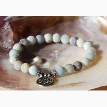 Mala/armbnd med Amazonit og lotussymbol - Krystal armbnd