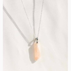 Orange selenite med metalje - krystal vedhng