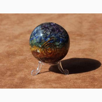 Orgonit Kugle 7 chakra : 5,5 cm med fod
