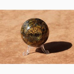 Orgonit Kugle Tigerje med livets Tr :5,5 cm og med fod