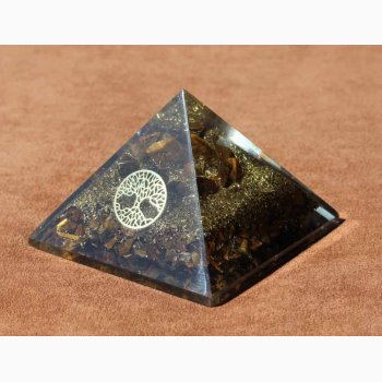 Orgonit Pyramide Tigerje med livets Tr 7 x 7 x 6 cm