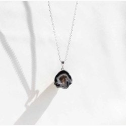 R Agat Geode med metalje - krystal vedhng