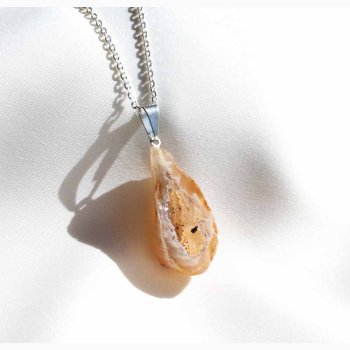 R Agat Geode med metalje - krystal vedhng