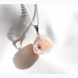 R Agat Geode med metalje - krystal vedhng