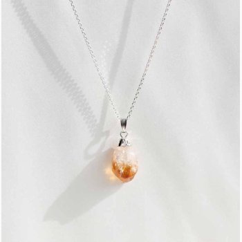 R citrin (brndt ametyst) med metalhtte - krystal vedhng