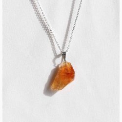 R citrin (brndt ametyst) med metalje - krystal vedhng