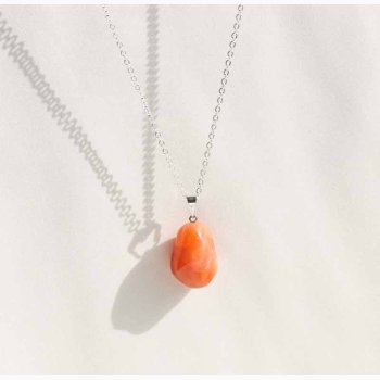 Rd Agat med metalje - krystal vedhng