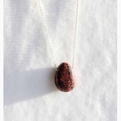 Rd jasper snefnug drbe krystal vedhng