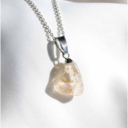 Rutileret Kvarts med metalhtte - krystal vedhng