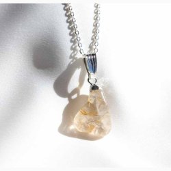 Rutileret Kvarts med metalhtte - krystal vedhng