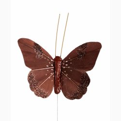 Sommerfugl med Stick 8 cm Latte - Chokolade farvet