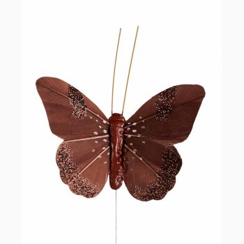Sommerfugl med Stick 8 cm Latte - Chokolade farvet