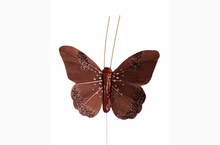 Sommerfugl med Stick 8 cm Latte - Chokolade farvet