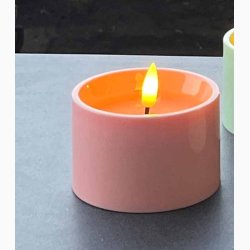 3D Flamme LED sommerlys  (7,5x5,0 cm.) med timer 6/18, vlg farve