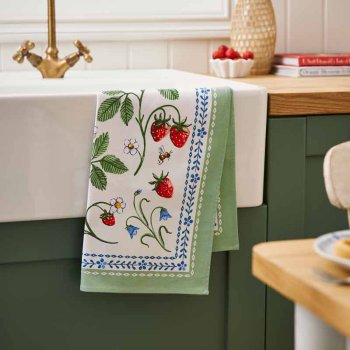 Strawberry Patch Viskestykke i Gr�n � Ulster Weavers