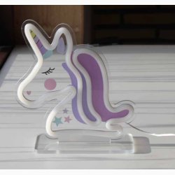 Unicorn Neon Skilt &#129412; - 19x20 cm - Enhjrning Skilt