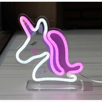 Unicorn Neon Skilt 🦄 - 19x20 cm - Enhjrning Skilt