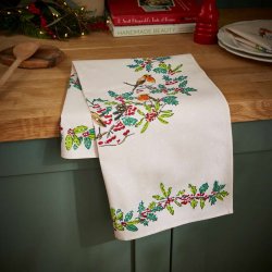 Viskestykke � Christmas Robins (R�dhals) � 100 % bomuld | Ulster Weavers
