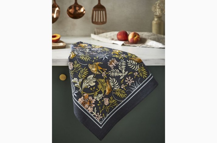Viskestykke Finch &amp; Flower i Navy � 100% bomuld � Ulster Weavers