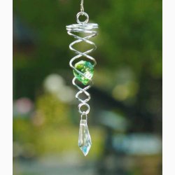 Vindspinner i stl/glas med 1 facetslebet glaskugle (Grn) og Klar prisme H: 16 cm