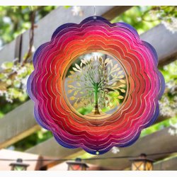 Vindspinner i rustfrit stl - 3D Livets tr Regnbue ( 25 cm)